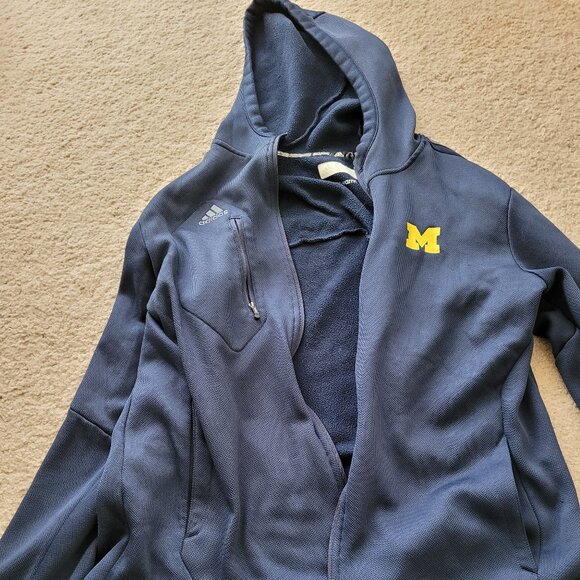 Michigan Wolverines adidas full-zip polyester/fleece hooded sweatshirt, Large - Picture 1 of 4